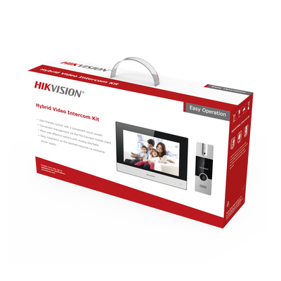 Kit de Videoportero Híbrido de Plastico / IP a 4 Hilos con Función de Llamada a App Hik-Connect / Monitor se Conecta a Internet por Cable o WiFi y por 4 Hilos al Frente de Calle / Expandible a Mas Equipos