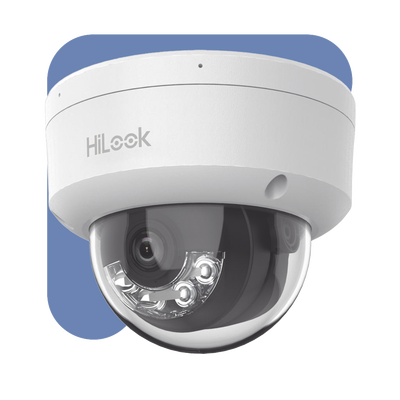 HiLook Series / Domo IP de 4 Megapixel / Lente 2.8 mm / 30 mts IR / Micrófono Integrado / Exterior IP67 / PoE / WDR 120 / H.265+ / ONVIF