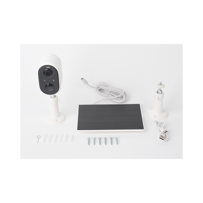 Cámara IP de Batería (Gran Angular) 3 Megapixel | WiFi | Audio Bidireccional | Batería Recargable 5200 mAh | IP65 |Exterior con Protección| Estadísticas de Energía | Detección de Humanos | Incluye Panel So