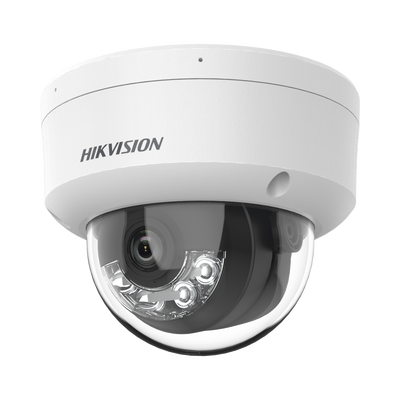 Domo IP 4 Megapixel / Lente 2.8 mm / Dual Light (30 mts IR + 30 mts Luz Blanca) / Micrófono Integrado / Antivandálico IK08 / Motion Detection 2.0 / Exterior IP67 / H.265 / PoE / ONVIF / Micro SD