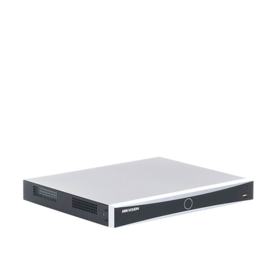 NVR 12 Megapixel (4K) / 16 Canales IP / 16 Puertos PoE+ / Reconocimiento Facial / AcuSense (Evita Falsas Alarmas) / 2 Bahías de Disco Duro / Switch PoE 300 mts / HDMI en 4K / Alarmas I/O / 300 Metros PoE Modo Extendido