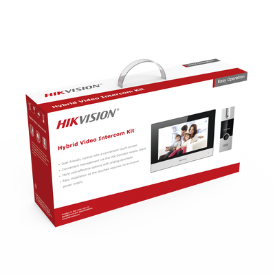 Kit de Videoportero Híbrido de Plastico / IP a 4 Hilos con Función de Llamada a App Hik-Connect / Monitor se Conecta a Internet por Cable o WiFi y por 4 Hilos al Frente de Calle / Expandible a Mas Equipos