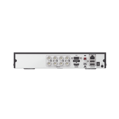 [Audio Bidireccional] DVR 8 Canales TurboHD + 2 Canal IP / 2 Megapixel (1080p) Lite / Acusense Lite (Evita Falsas Alarmas) / Audio por Coaxitron / 1 Bahia de Disco Duro / H.265+ / Salida de Vídeo Full HD