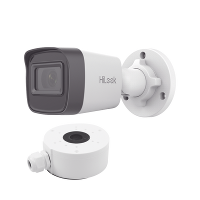 HiLook Series / Bala IP 4 Megapixel / 20 mts IR / Exterior IP67 / PoE / dWDR / Lente 2.8 mm + Caja de conexión DS-1280ZJ-XSP